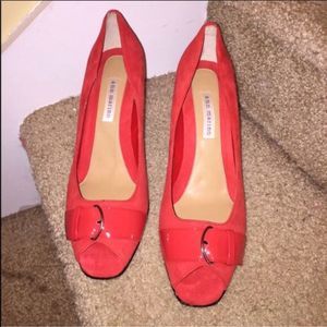 Sueded Peep Toe Pumps